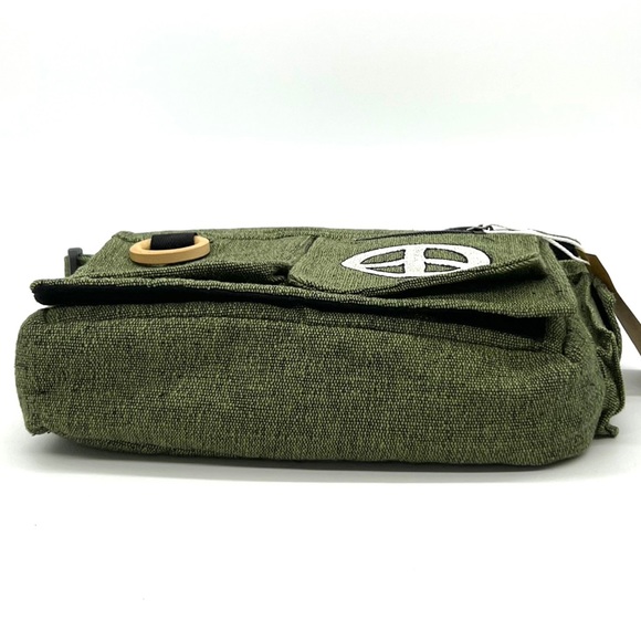 Messenger Bag Sustainable Eco bag Handmade Gift Peace Sign Embroidery - Picture 7 of 9